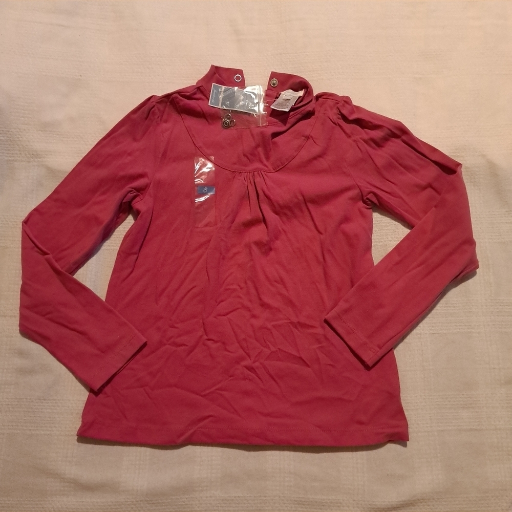 Jacadi girls size 8 years Bengal Pink long sleeve mock turtleneck, NWT